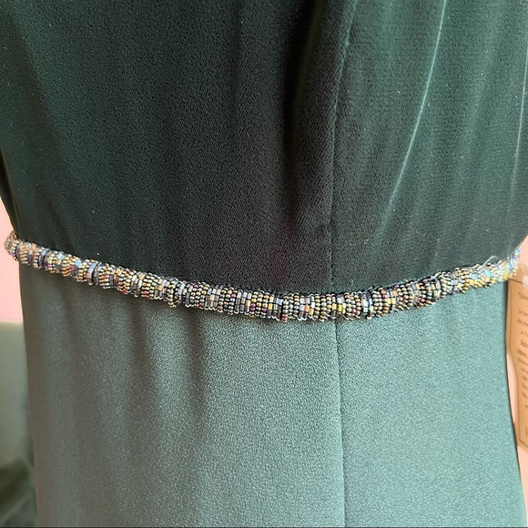 Vintage Emerald Green Velvet & Beaded Floor Length Dress - Picture 7 of 14